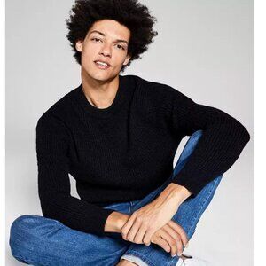 And Now This Mens Black Waffle Knit Sweater Size M